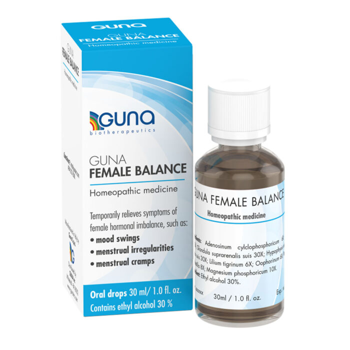 GUNA Female Balance - Medicamento homeopático para cambios de humor, irregularidades menstruales y calambres menstruales