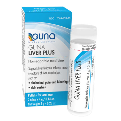 GUNA Liver Plus - Medicamento homeopático para el dolor abdominal, la hinchazón y las erupciones cutáneas