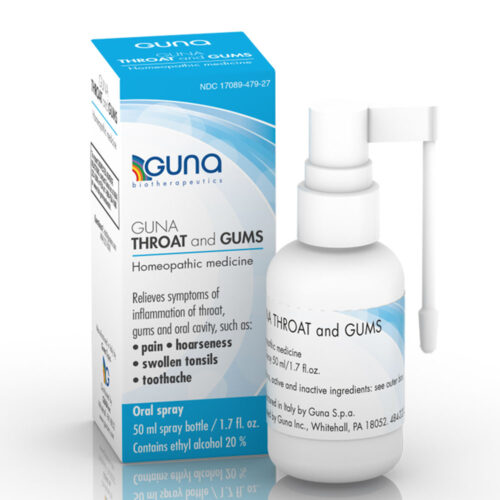 GUNA Throat and Gums Homeopathic Medicine for pain, hoarseness, swollen tonsils, and toothache